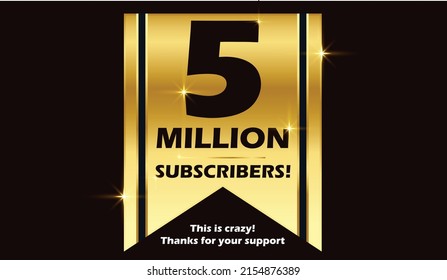 5M subscribers celebration background design. 5 million subscribe