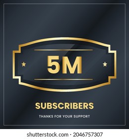5m  subscribers, Thank you subscribers banner, card, vector illustration design.
