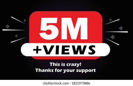 5M Views celebration background design. 5 million Views