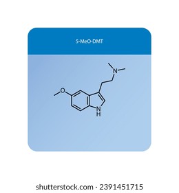 5-MeO-DMT Molekularstruktur, Skelettformel-Diagramm auf rosafarbenem Hintergrund. Wissenschaftliche EPS10 Vektorgrafik.