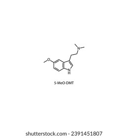 5-MeO-DMT Molekularstruktur, Skelettformel-Diagramm auf weißem Hintergrund. Wissenschaftliche EPS10 Vektorgrafik.