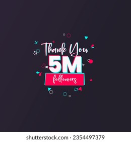 5Million followers banner for social media followers and subscribers. Thank you 5M  followers vector template for network, social media friends and subscribers.