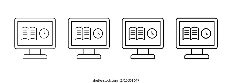 5-minütige Lektion Icons Vektorgrafik-Set in verschiedenen Strichlinienstil
