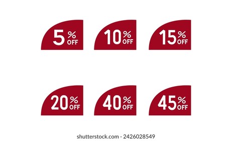 5%off, 10%, 15%, 20%, 40%, 45% in white color of font 
