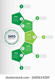5-Point Business Framework with Numbered Steps for Corporate Strategy, Marketing Proposals and Digital Presentations. Infographic Wheel. 