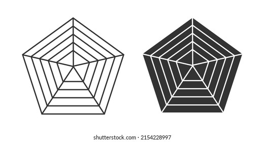 5S Blank Pentagon Radar Chart Icon. Spider Diagram Illustration Symbol. Sign Geometry Vector.