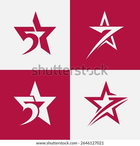 5Star and 7Star Logo Set Modern Star Number Badge Design