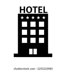 5-star hotel silhouette icon. Highly rated hotel. Vector.