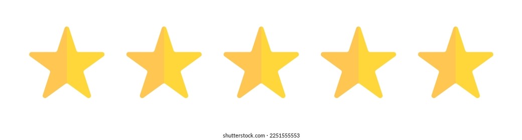 5-star icons. Review and rating of hotel and restaurant. Vector.