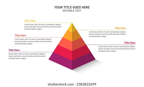 5-stufige 3D-Infografiken in Row mit bearbeitbarem Text und 16:9 Layout für Geschäftspräsentationen, Planung, Management und Evaluierung.