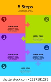 5-stufige Pfeil-Infografik-Plakatvorlage. Vektorgrafik.