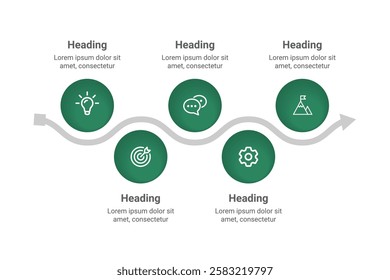 5-Step Business Infographic Template for Workflow Layouts, Process Diagrams, and Marketing Strategies. Professional Vector Illustration.