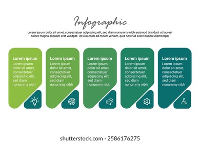 5-Step Business Plan Infographic Template for Corporate Strategy, Development, and Success. Editable Vector for Reports.