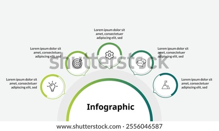 5-Step Circular Infographic, Modern Connecting Design Template for Clear and Concise Process Representation.