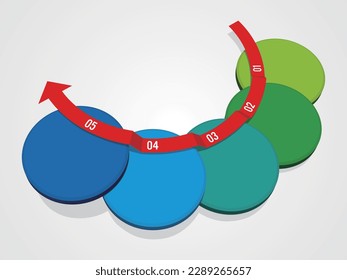 5-step circular plate infographic Vector illustration