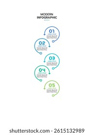 5-Step infographic template. Concept of 5 successive steps of project development process. Flat infographic design template. Simple vector illustration for business analytics.