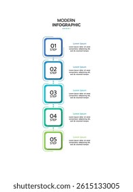 5-Step infographic template. Concept of 5 successive steps of project development process. Flat infographic design template. Simple vector illustration for business analytics.