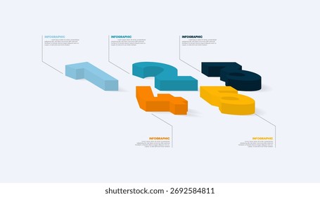 5-step isometric 3D numbers infographic