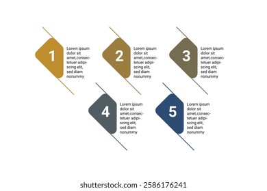 5-Step Process Infographic Template for Business Strategy, Planning, and Development. Editable Vector for Presentations.
