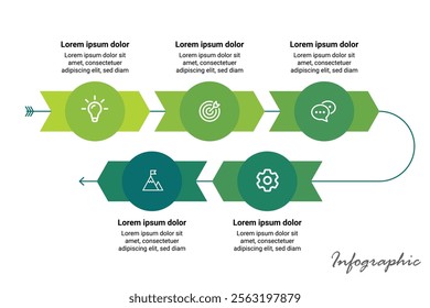 5-Step Process Timeline Infographic Template for Business Journey Flow and Impactful Presentations