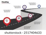 5-Step Road Journey Infographic: Modern Timeline Design for Business Presentations and Data Visualization.