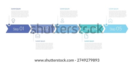A 5-step timeline infographic visually maps a process, project, or history across five sequential stages using icons, colors, and connectors for clarity.