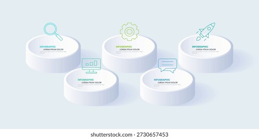 5-Step Workflow for 3D Circle Infographic Template