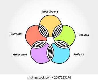 5-steps Venn Diagram Business Infographic Concept Background