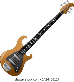 5-string bass guitar. Realistic vector illustration