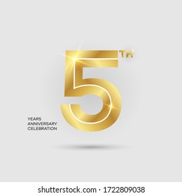 5th 3D gold anniversary logo isolated on elegant background, vector design for celebration purpose