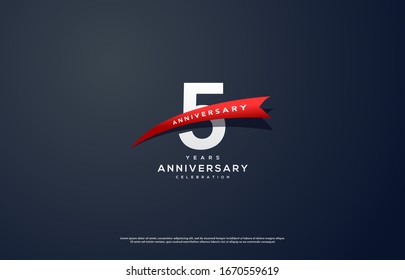 5th anniversary background with illustrations of white colored figures and the inscriptions below.