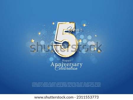 5th anniversary with beautiful transparent small bubble background. vector premium design.
