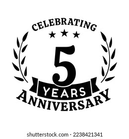 5th anniversary celebration design template. 5 years vector and illustration.