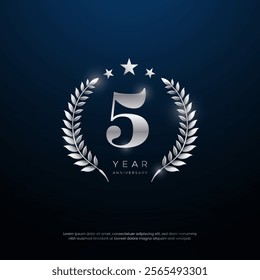 5th Anniversary celebration, Five year Anniversary celebration background for celebration event, festive illustration.
