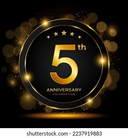 5th Anniversary Celebration. Golden Anniversary Template Design. Logo Vector illustrations