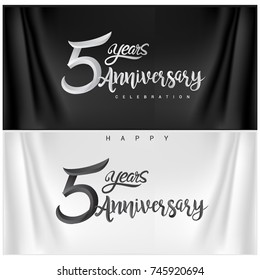 5th Anniversary Celebration Logotype. five years Anniversary handmade Calligraphy. Vector Illustration.