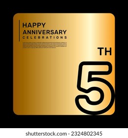 5th anniversary celebration template design with simple and luxury style in golden color