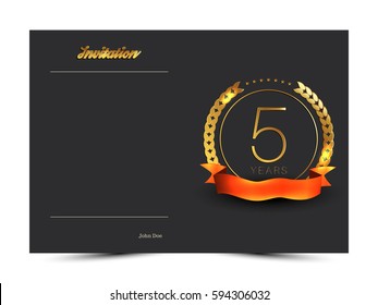 5th anniversary decorated greeting/invitation card template.