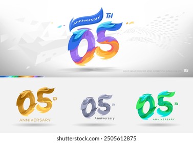 5th Anniversary design logo. Modern colorful style. cheerful number celebration with color variation