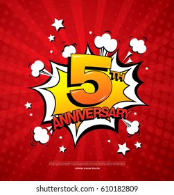 5th anniversary emblem. Five years anniversary celebration symbol