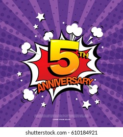 5th anniversary emblem. Five years anniversary celebration symbol