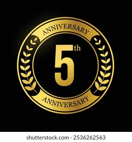 5th Anniversary Gold color template design
