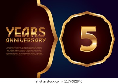 5th Anniversary gold numbers. background for anniversary