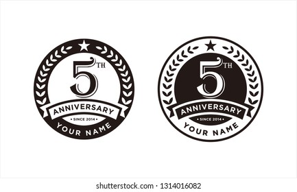 5th Anniversary logo celebrations emblems isolated on white background - vector , Anniversary template design for web, game ,Creative poster, booklet, leaflet, magazine, invitation card and other us