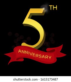 5th Anniversary Logo Red Ribbon Isolated Stock Vector (Royalty Free ...