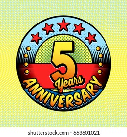 5th anniversary logo. Vector and illustrations. Comics anniversary logo.