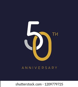 5th anniversary logo.overlapping number with simple monogram color. vector design for greeting card and invitation card.