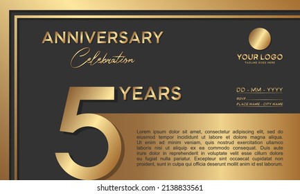 5th anniversary logotype. Golden anniversary celebration template design for booklet, leaflet, magazine, brochure poster, banner, web, invitation or greeting card. Vector illustrations.