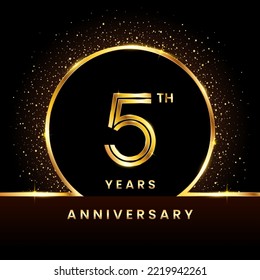 5th Anniversary Logotype. Golden Anniversary template design for celebration event, invitation card, greeting card, flyer, banner, poster, double line logo, vector illustration