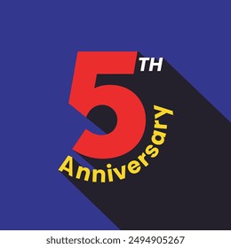 Logotipo del 5º aniversario Ilustración vectorial de fuente moderna en negrita. 5 años de diseño de placa de aniversario. Tarjeta de felicitación de Boda. Plantilla, Anuncio, cartel de la celebración del cumpleaños del negocio. Cinco años logo en 3d.